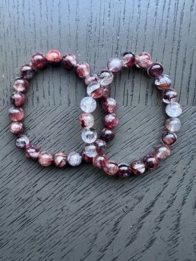 ( ONE ) Fire quartz bracelet 9mm SIZE 6.5’